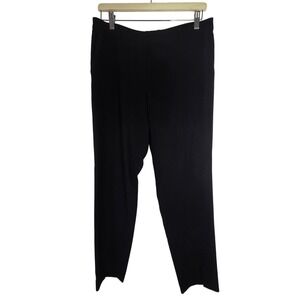 ST JOHN CAVIAR Women Black Tailored Crepe‎ Slit Hem Ankle Pants Size 8